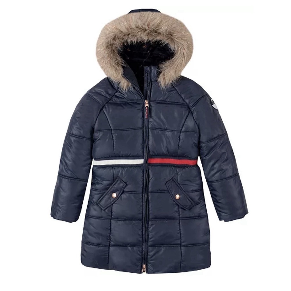 Tommy Hilfiger Girls 6X Puffer Coat‎ Faux Fur Hood Quilted Winter Parka Jacket
